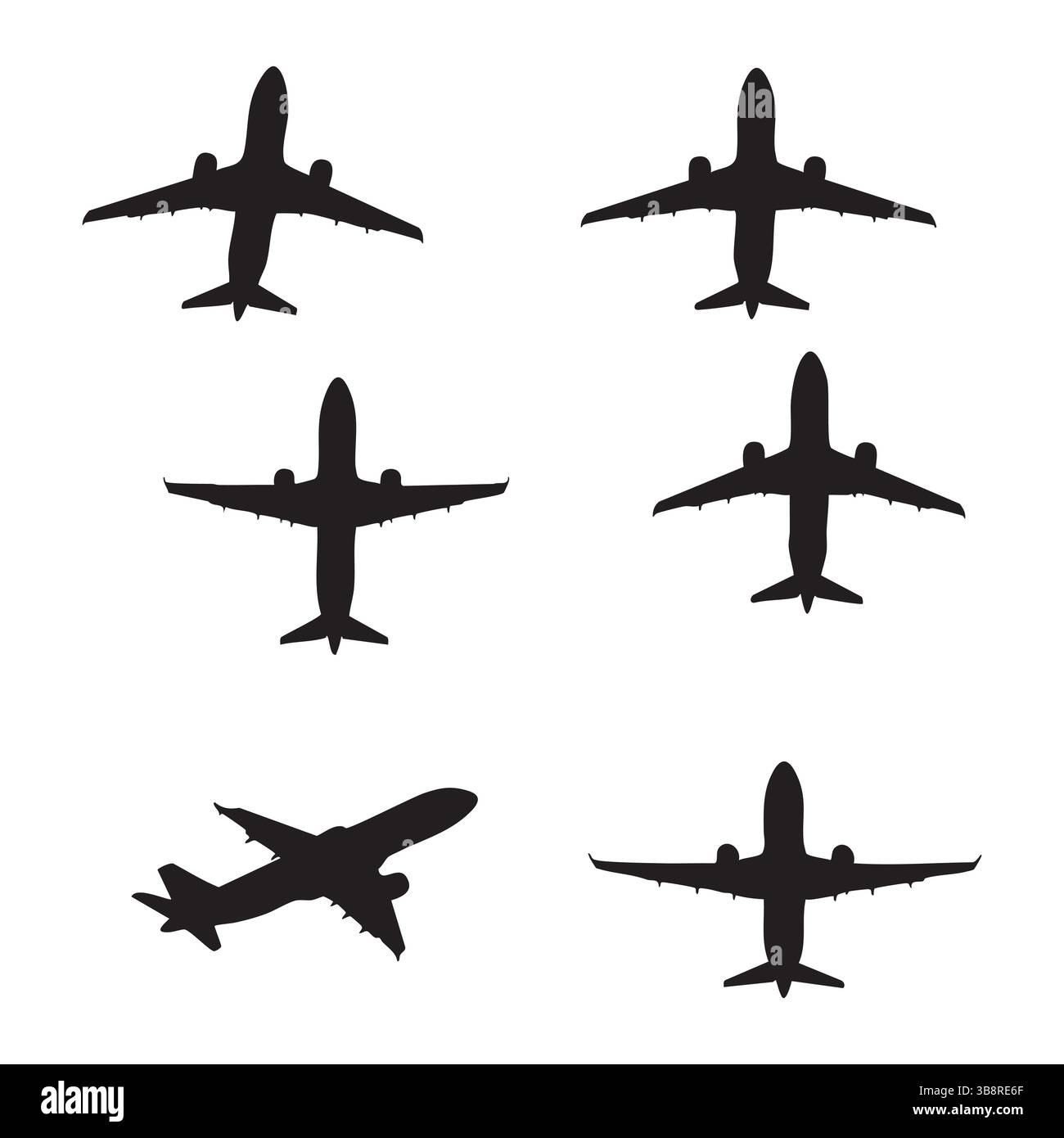 Set aus Ebenensilhouette auf weißem Hintergrund Stock Vektor