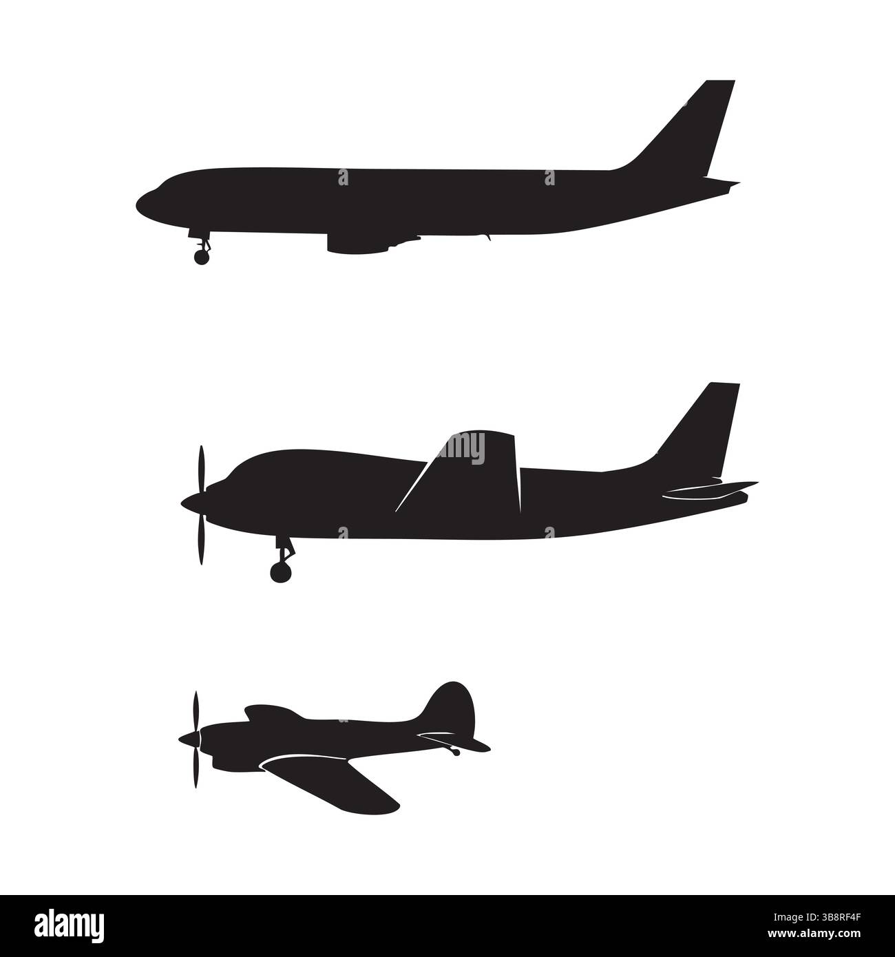 Set aus Ebenensilhouette auf weißem Hintergrund Stock Vektor