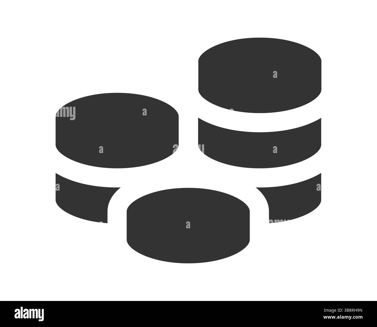 Minimalistische grafische Illustration mit gestapelten Scheiben. Konzeptsymbol für Daten, Speicher, Datenbanken oder mehrstufige Systeme. Klares, vielseitiges Design. Stock Vektor