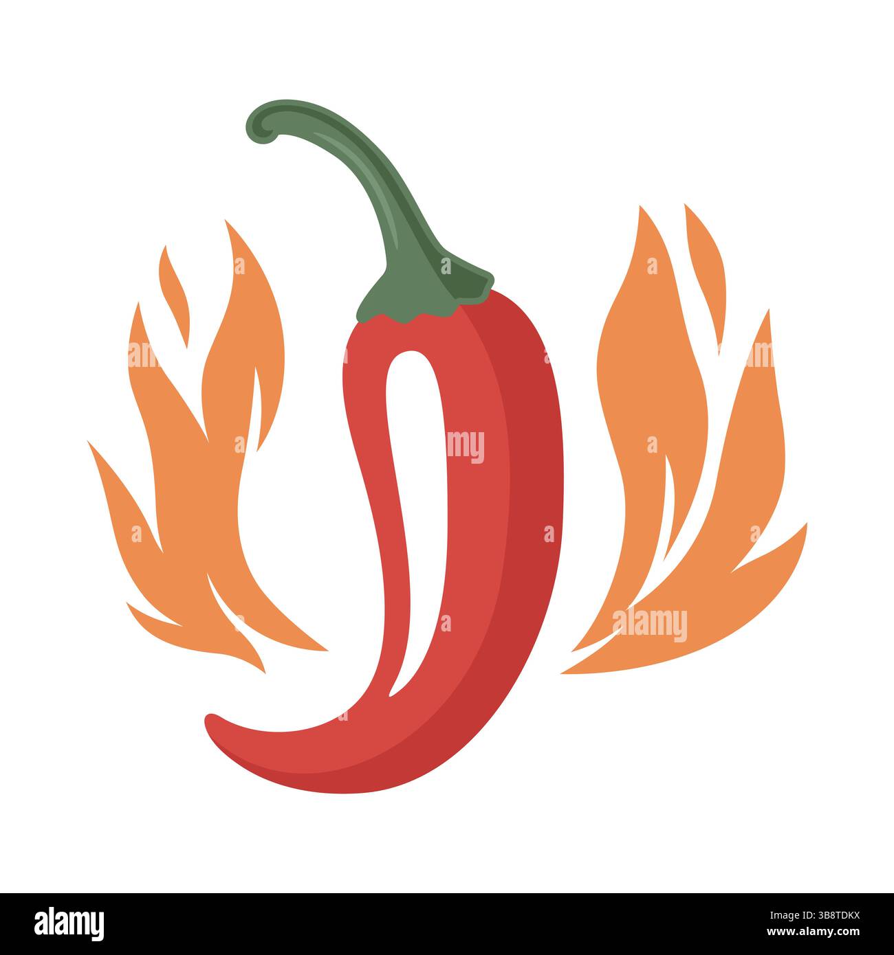 Scharfer Chili-Pfeffer Mit Flammen Hot Sauce Logo. Feurige Chili-Pfeffer-Illustration Für Scharfes Lebensmittel-Branding. Chili Pfeffer Vektor Kunst mit Feuer für heiß Stock Vektor