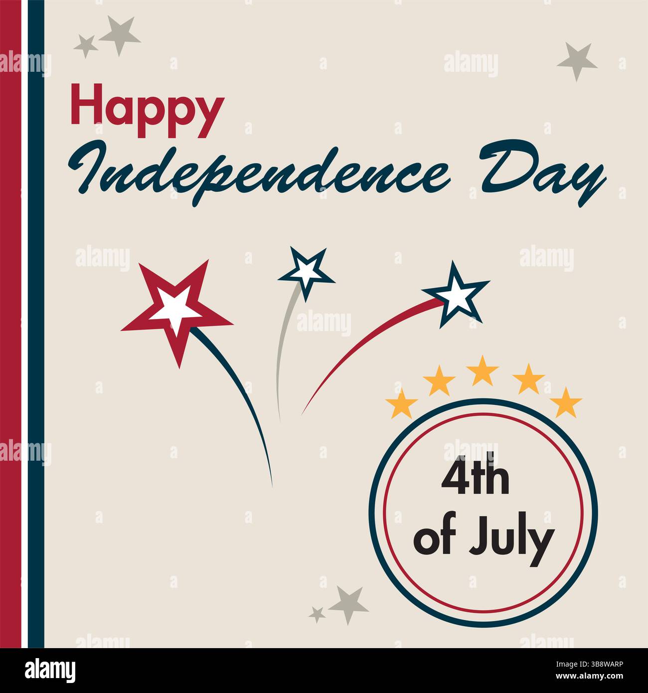 4. Juli Begrüßungsfeuerwerk. Vektorabbildung Stock Vektor