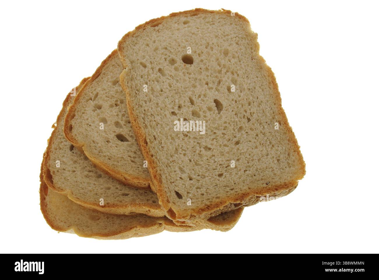 Scheiben Brot isolierten auf weißen Hintergrund Stockfoto