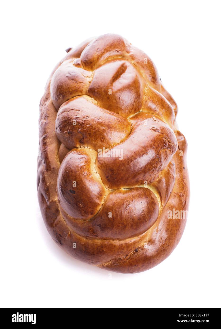 Frischen Laib Challah isoliert auf weißem Hintergrund Stockfoto