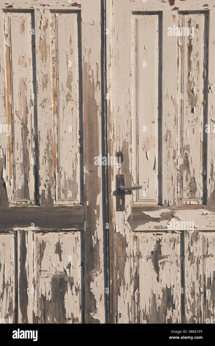 Alte Vintage Holztür mit weißer Farbe Stockfoto
