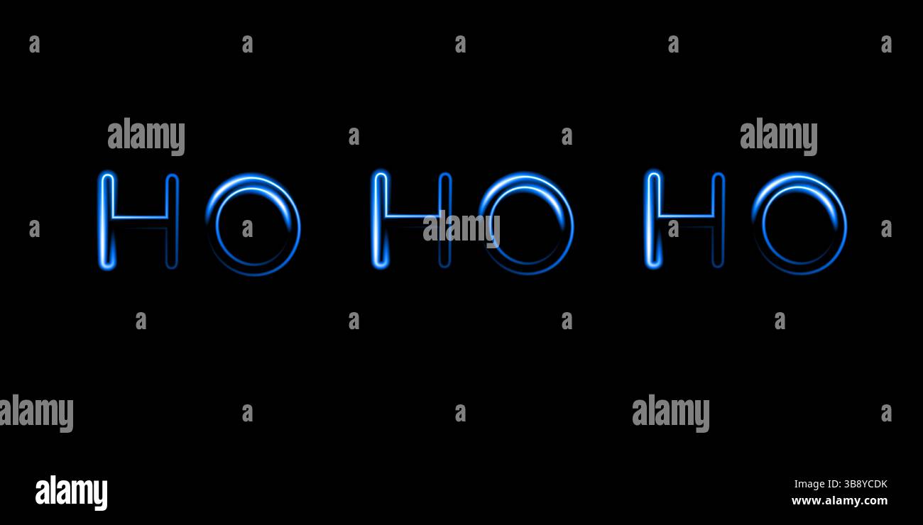 Vektorisolierte Darstellung der Inschrift ho ho ho ho mit Neoneffekt. Stock Vektor