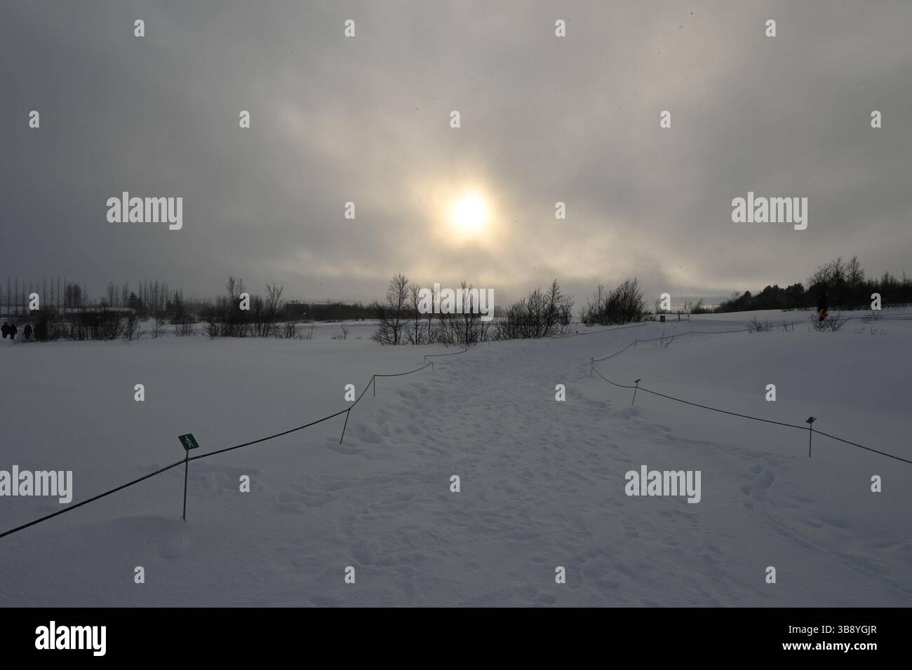 Wo Feuer Auf Eis Trifft. Island. Winterlandschaften. Stockfoto