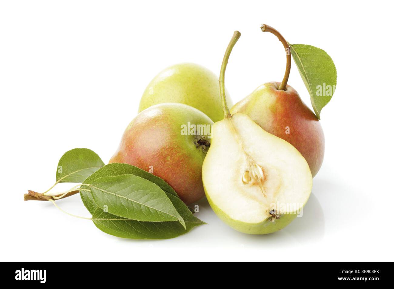 Birnen, die isoliert auf weißem Hintergrund Stockfoto