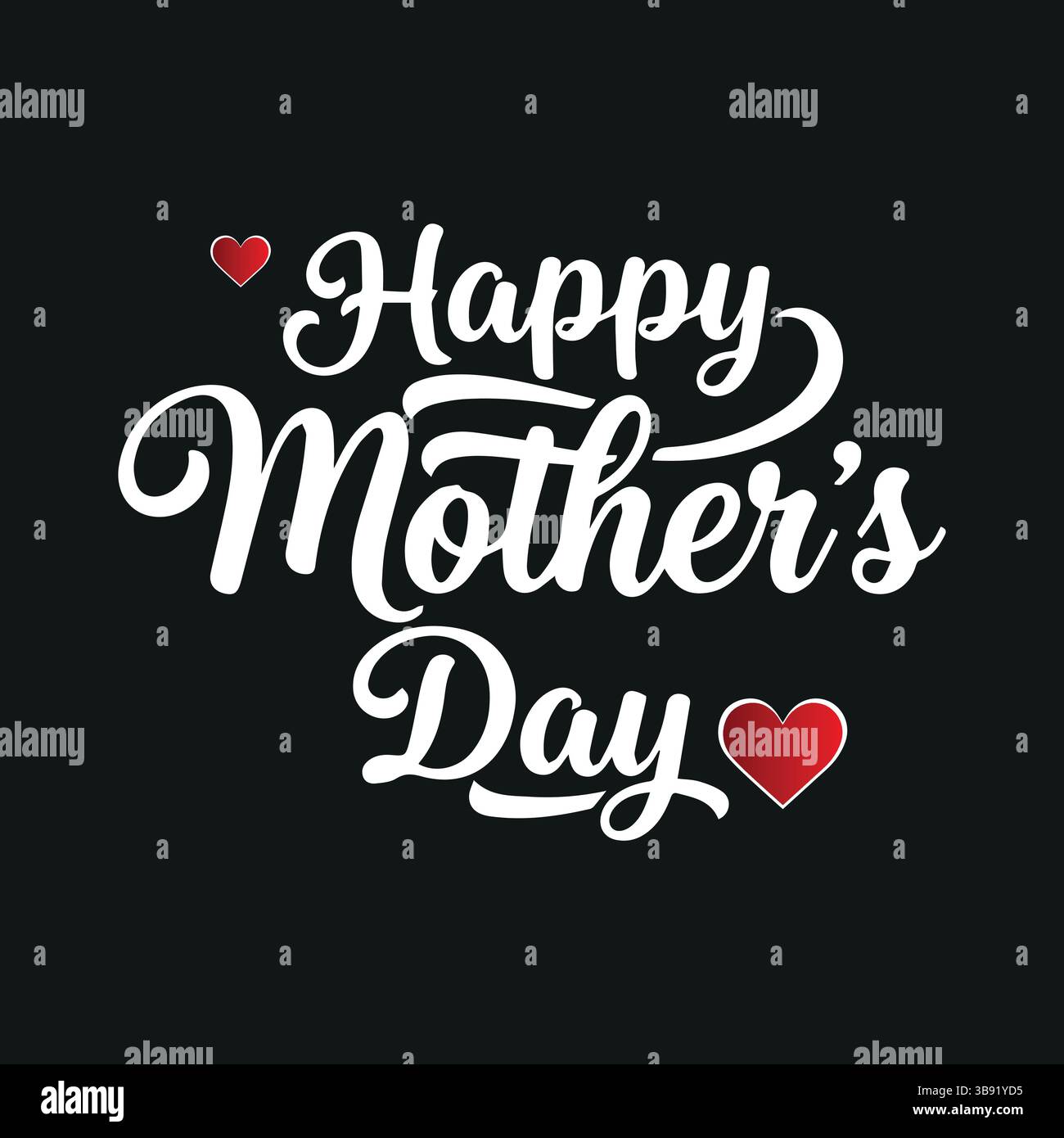 Glückwunschkarte zum Muttertag mit Herzen – elegantes Typografie-Design Stock Vektor