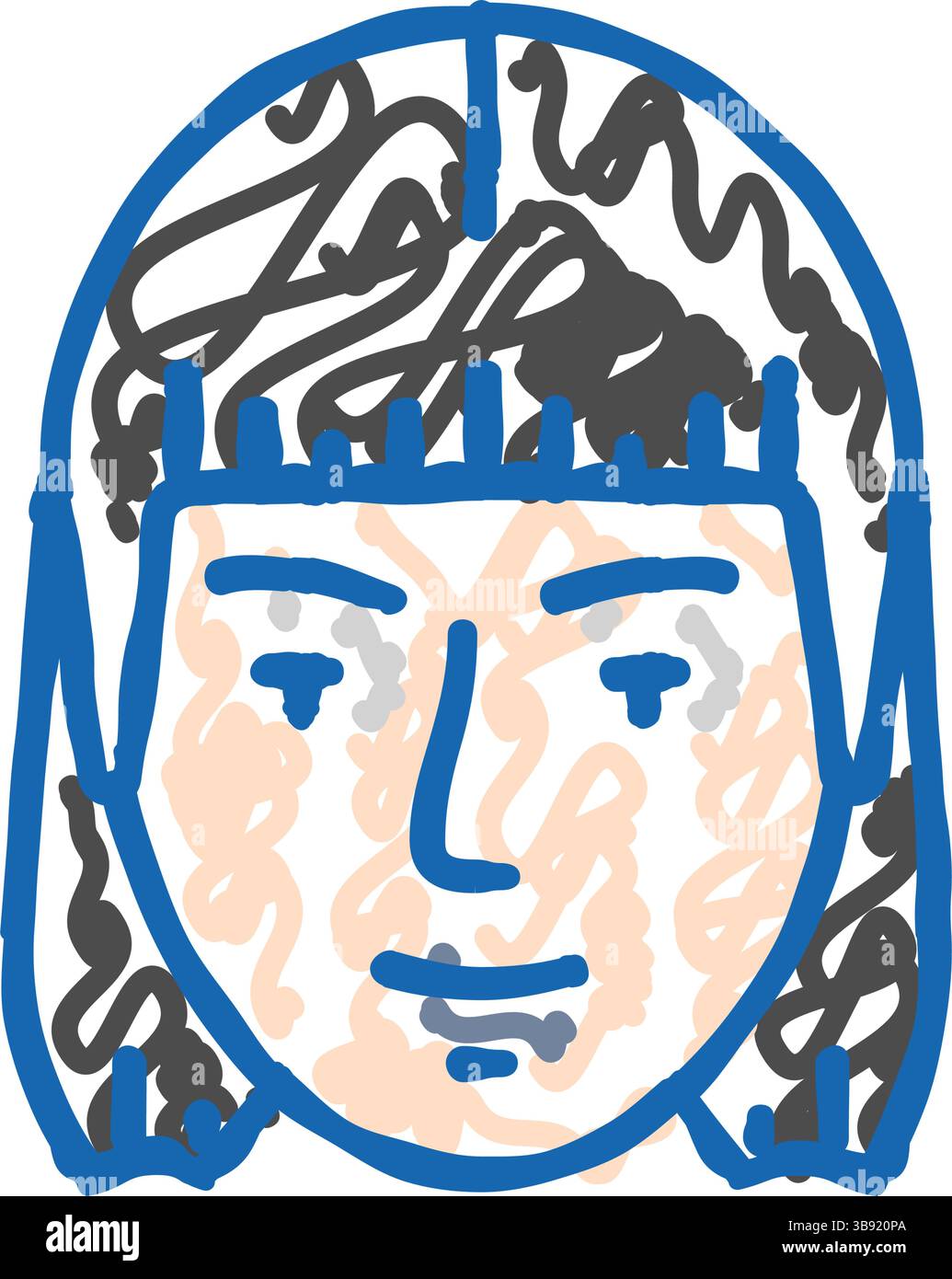 Blasses Make-up Gothic Subkultur Icon Kritzelillustration Stock Vektor