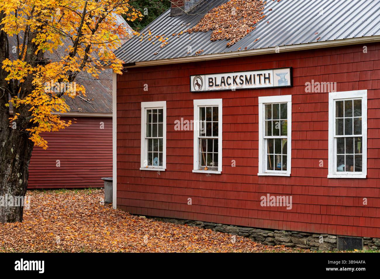 Bezaubernde historische Schmiede in Grafton Vermont. Stockfoto