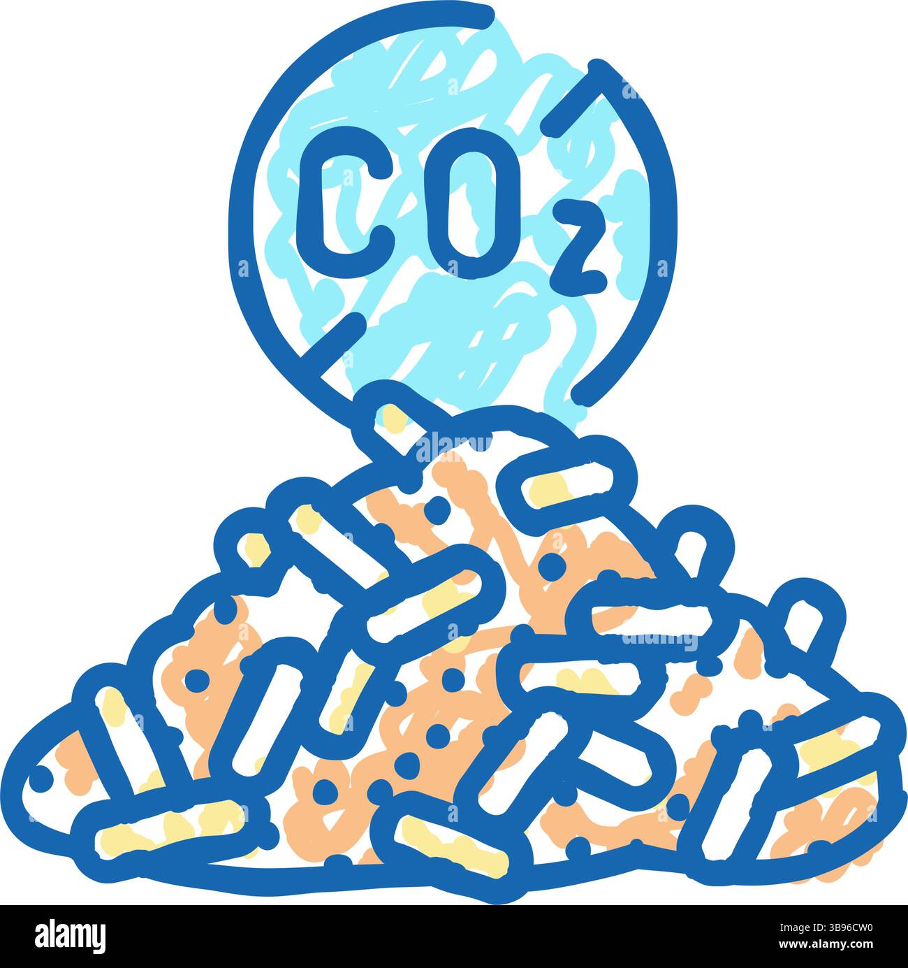 Kohlenstoffneutrale Holzpellets Icon Kritzelillustration Stock Vektor