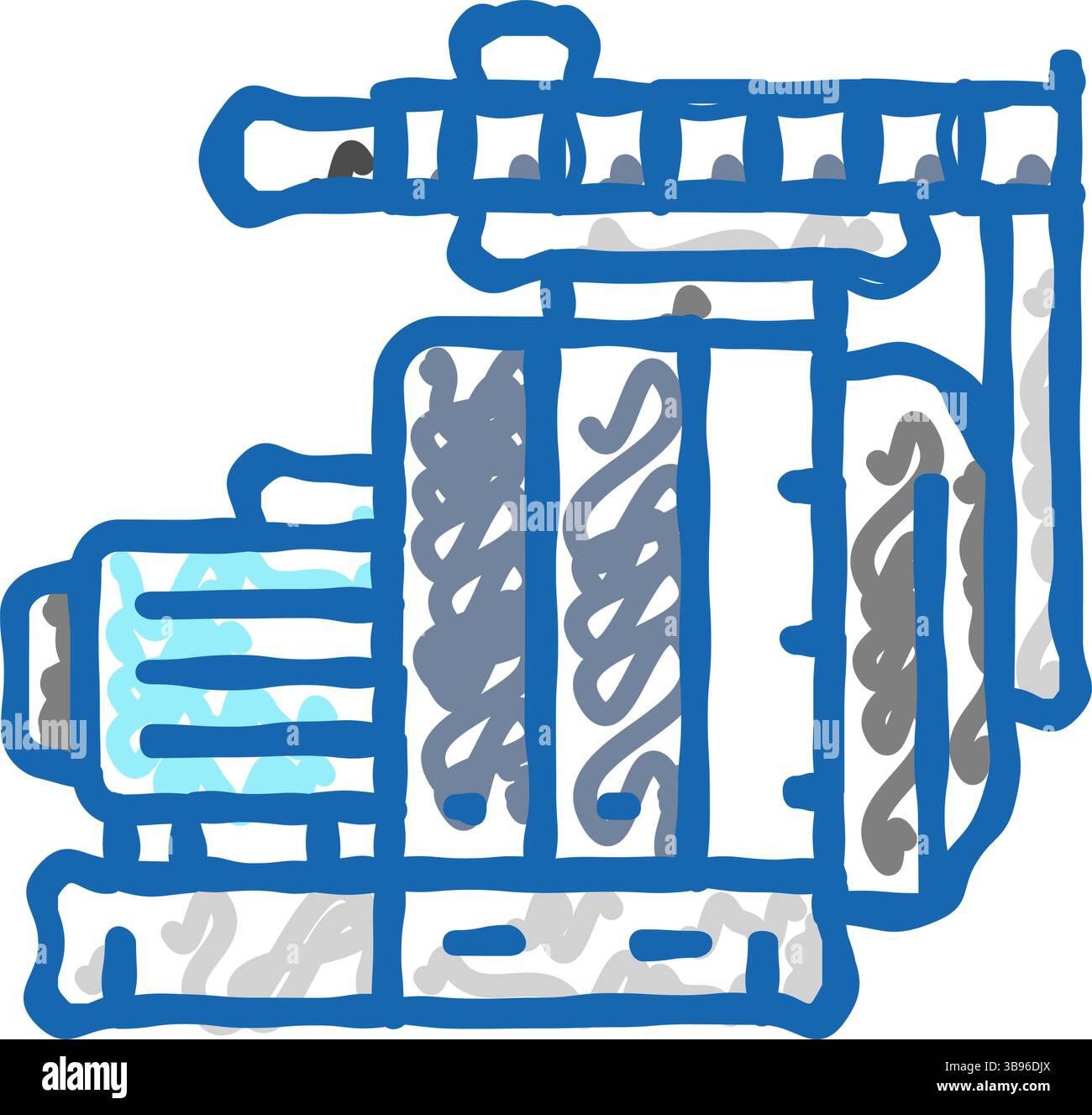 Pressen von Holz Pellets Symbol Kritzelillustration Stock Vektor