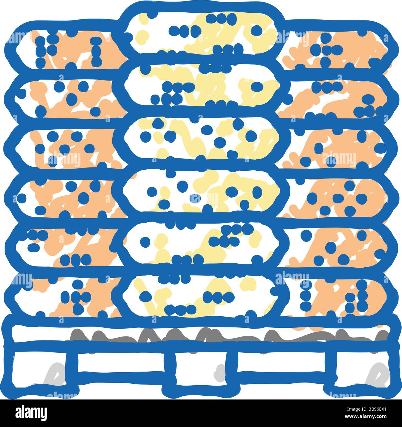 Verpackung Holz Pellets Symbol Kritzelillustration Stock Vektor