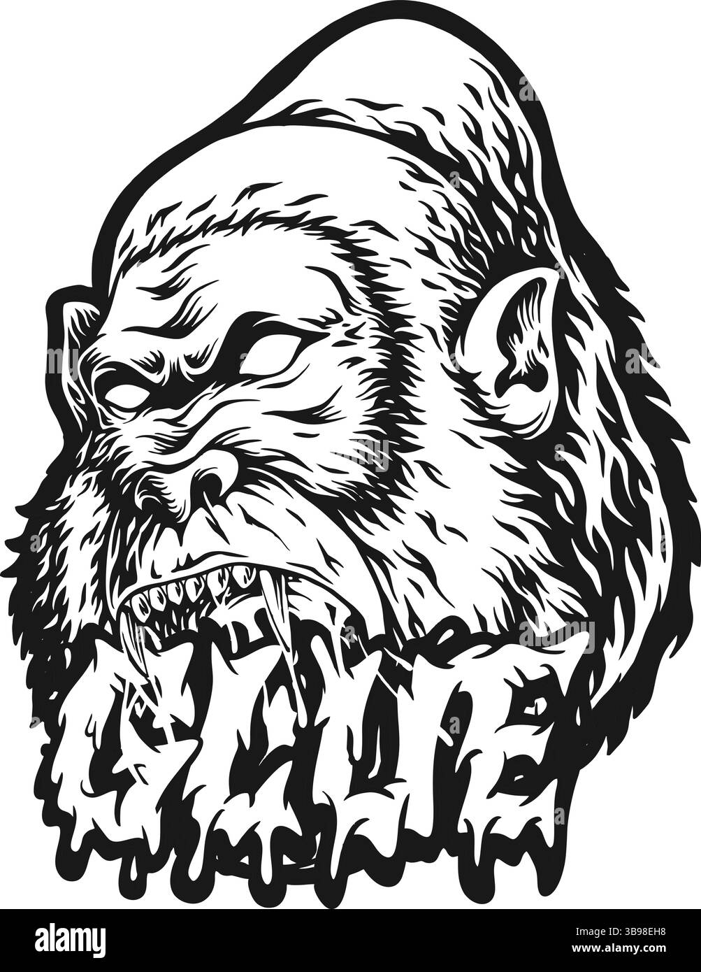 Gorilla Maskottchen mit tropfender Typografie Silhouette Design Vektor Illustrationen für Ihre Arbeit Logo, Merchandise T-Shirt, Aufkleber und Label Designs, po Stock Vektor