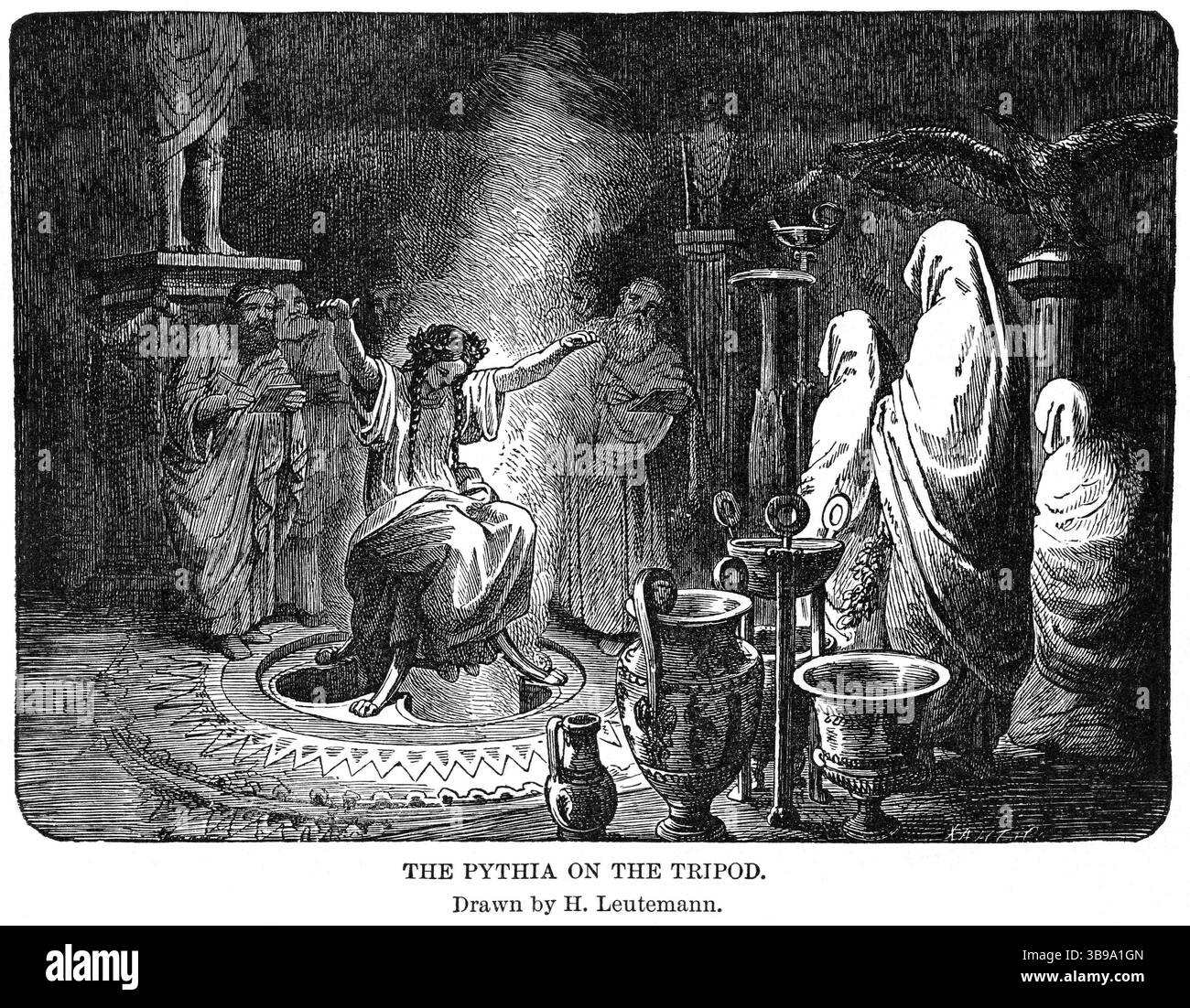 USA: Pythia auf dem Stativ, Illustration, Ridpath's History of the World, Band I, von John Clark Ridpath, LL. D., Merrill & Baker Publishers, New York, 1894 (Bild: © JT Vintage/Glasshouse via ZUMA Press Wire) Stockfoto