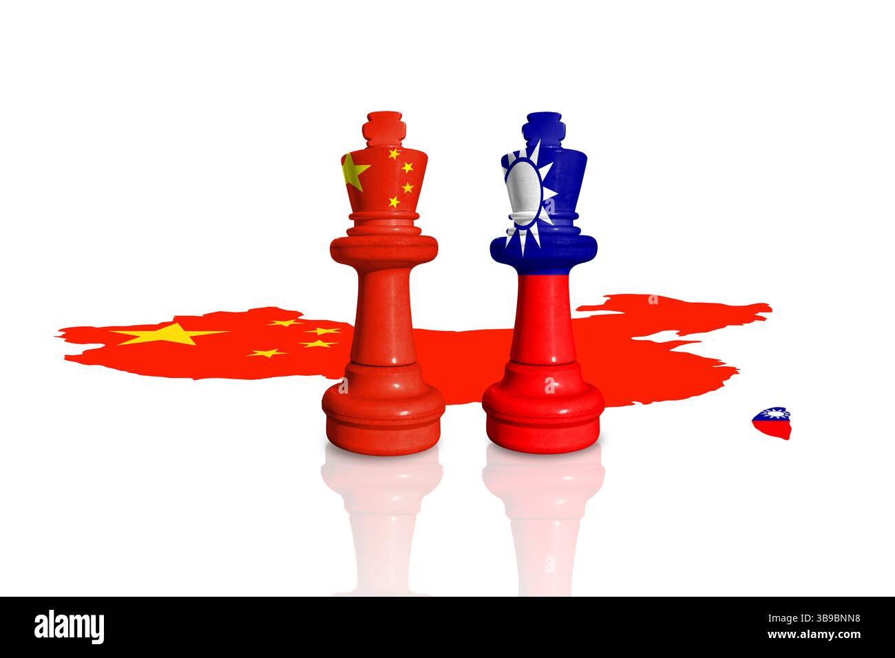 Schach aus China- und Taiwan-Flaggen. Beziehungen zwischen China und Taiwan Stockfoto