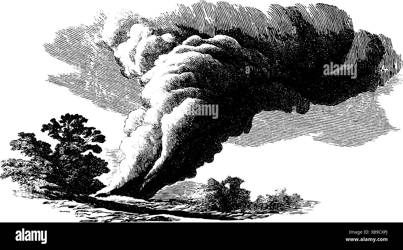 Dramatische Sturmgravur mit auffälligen schwarzen Linien für künstlerisches Design. Stock Vektor