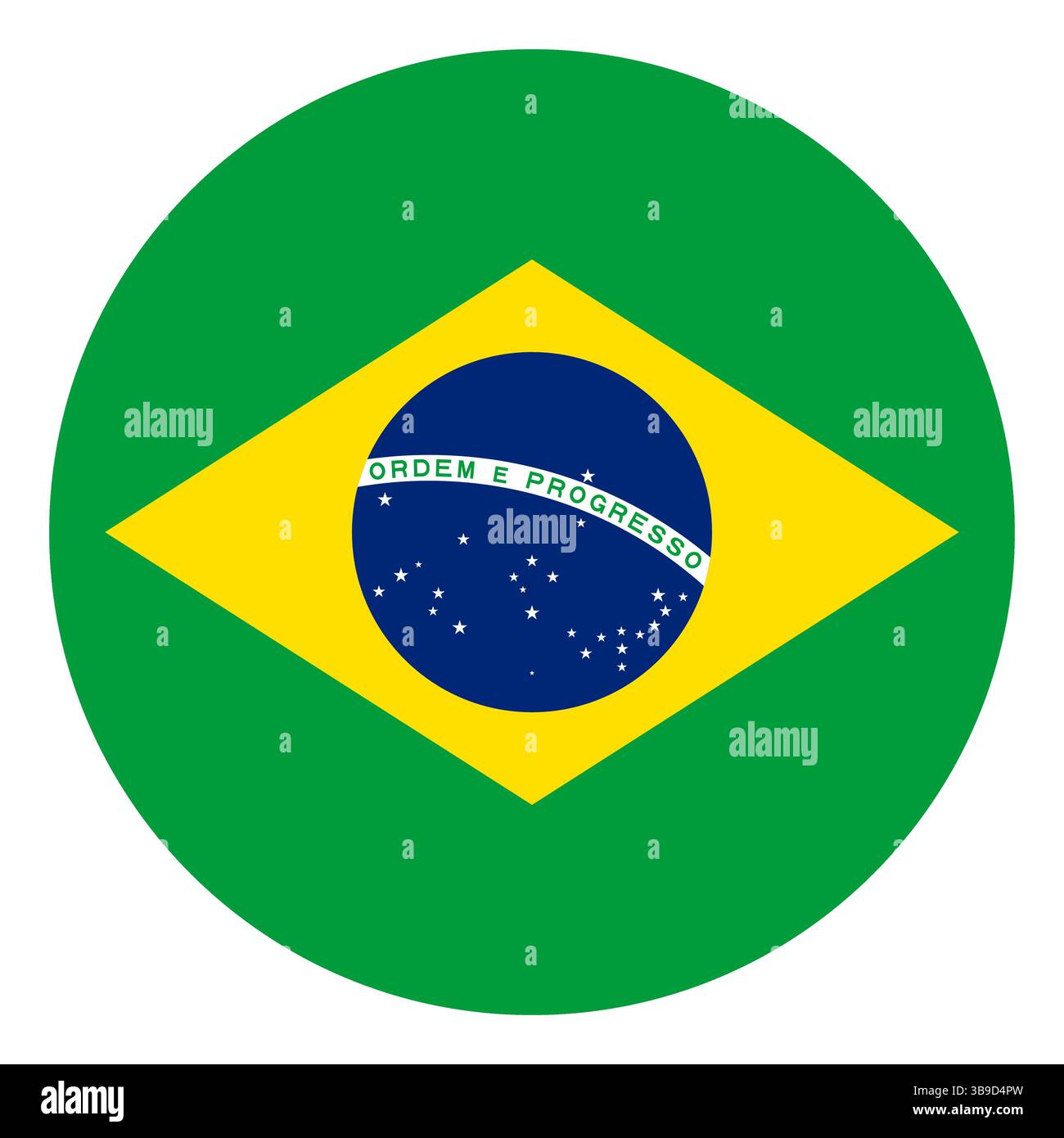 Flagge von Brasilien. Brasilianische Flagge. Brasilien Kreis Flagge Logo Symbol Computer Vektor Illustration Design Stock Vektor