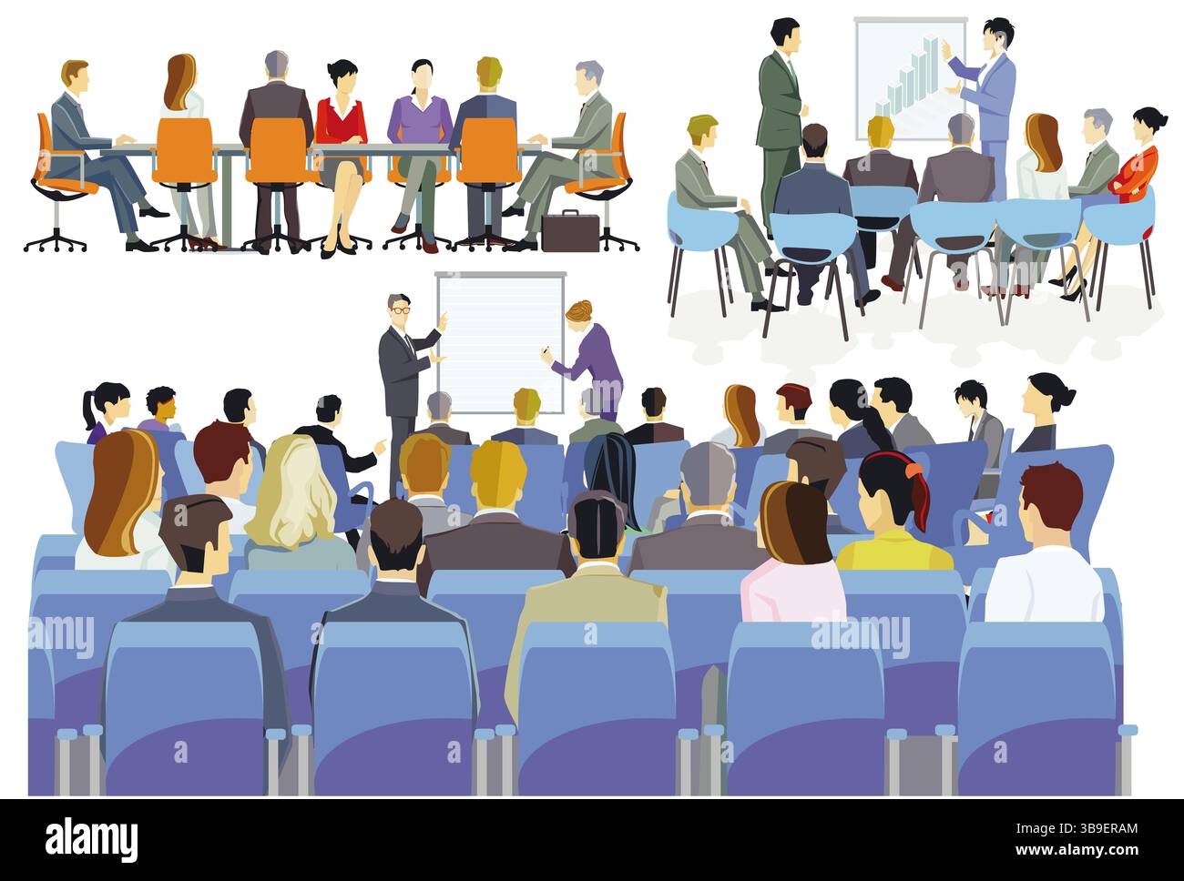 Schulung und Ausbildung, Illustration von Geschäftstreffen Stockfoto