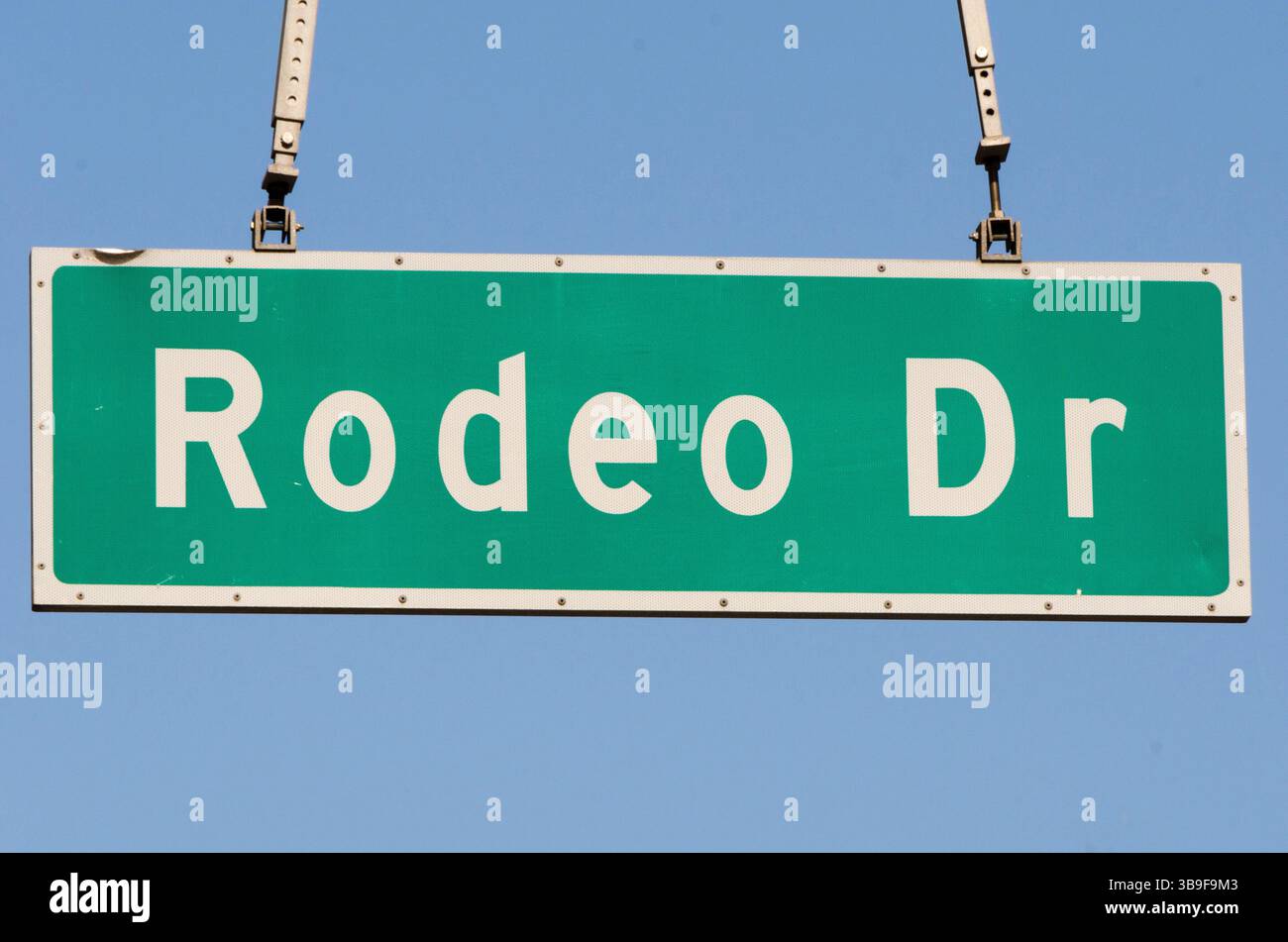 Straßenschild „Rodeo Drive“ in Beverly Hills Stockfoto