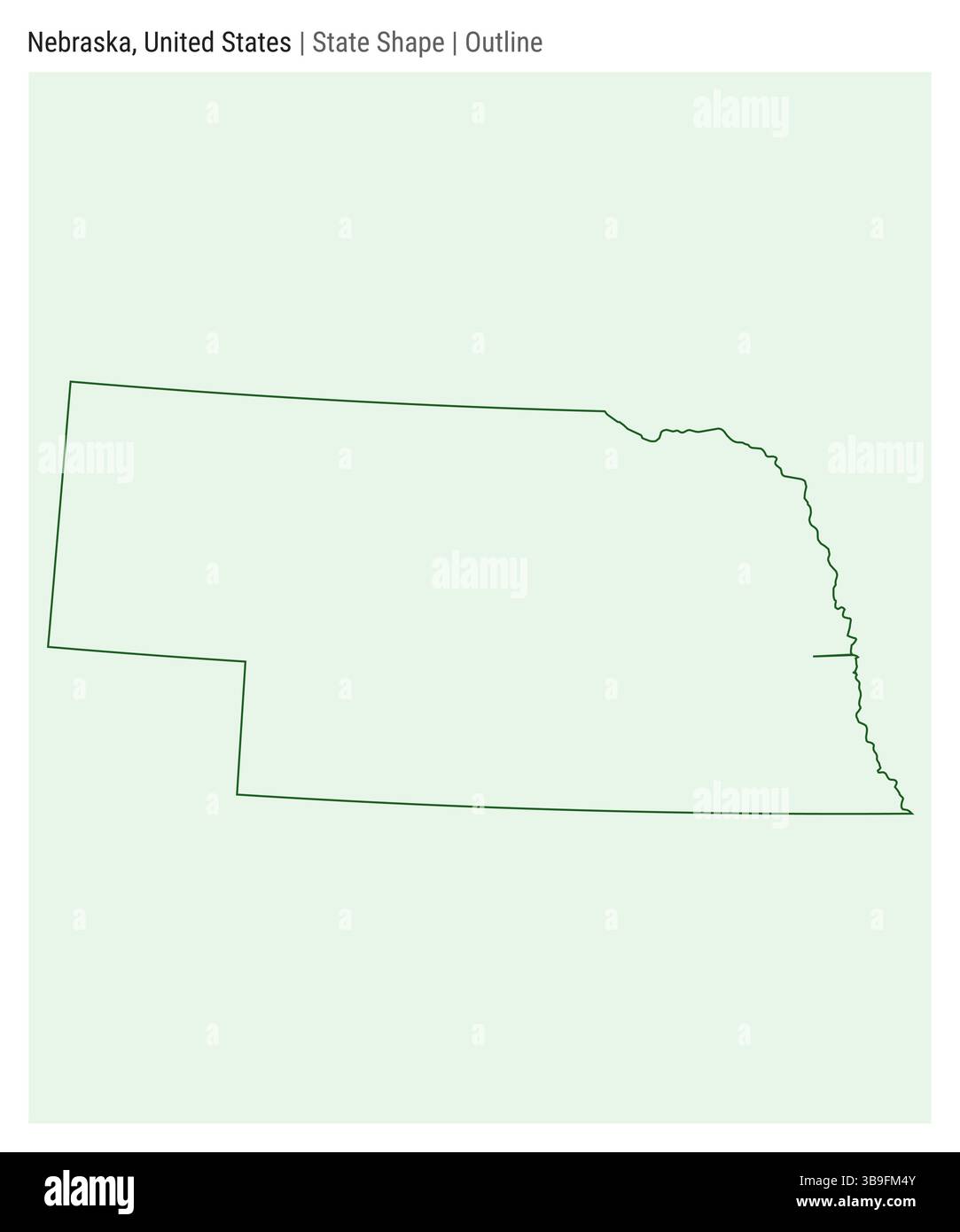Nebraska, Usa. Einfache Vektordarstellung. Statusform. Umrissstil. Grenze von Nebraska. Vektorabbildung. Stock Vektor