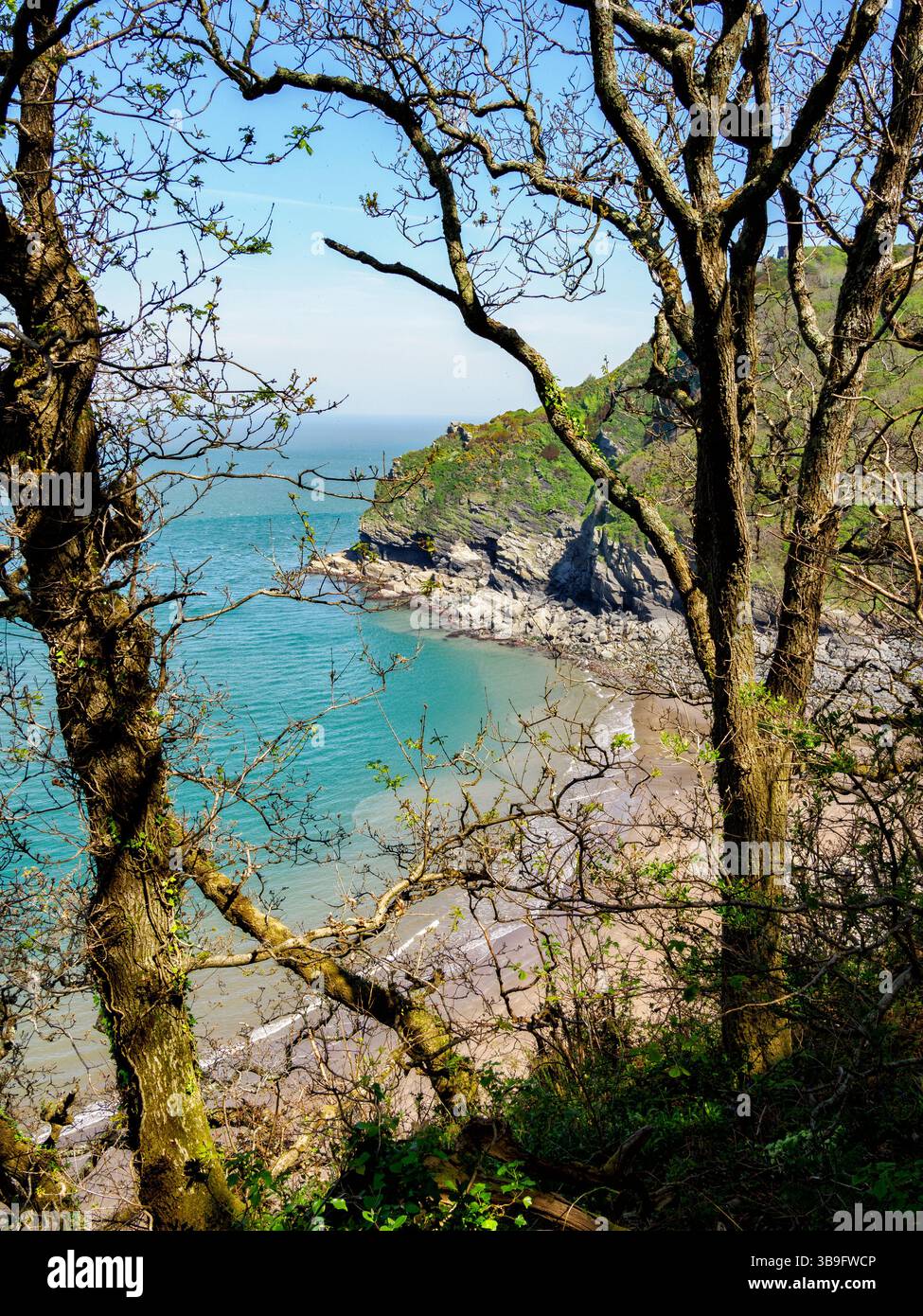 Lee Bay und Duty Point Landzungen an der Küste von Exmoor North Devon UK Stockfoto