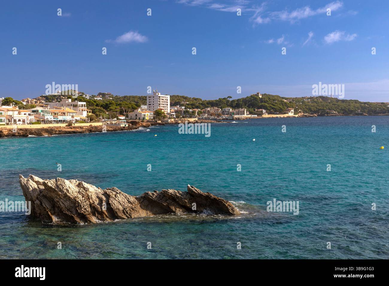 Blick auf die Bucht von Cala Rajada, Mallorca Stockfoto