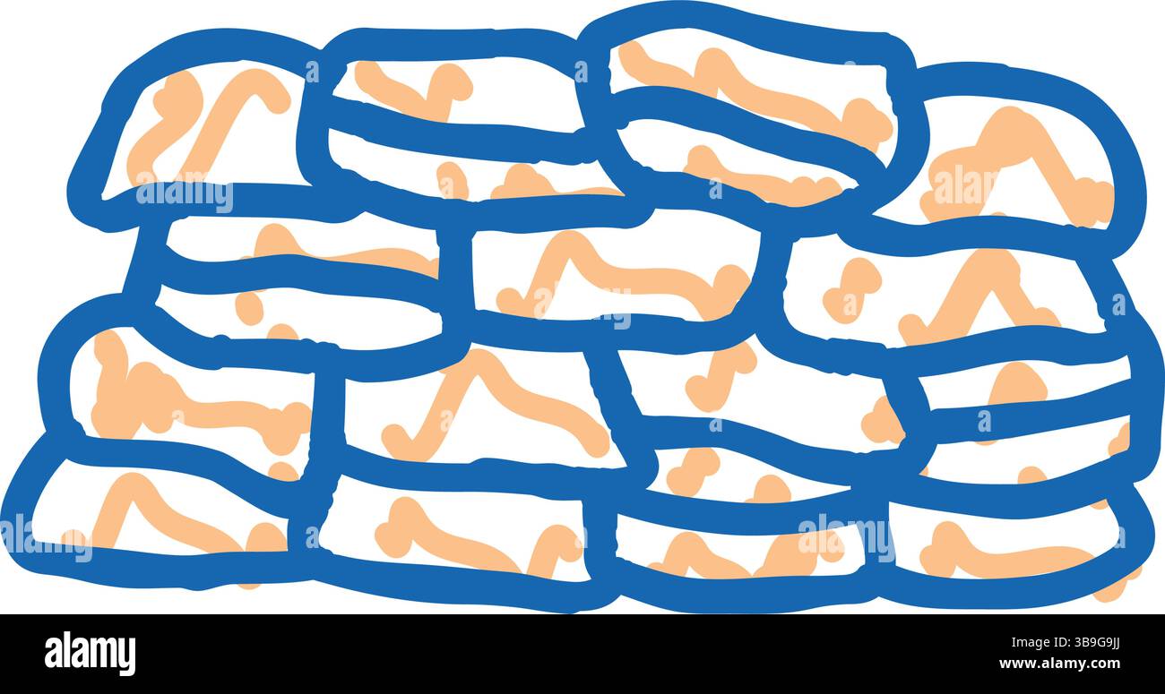 Sandsäcke Desaster Icon Kritzelillustration Stock Vektor