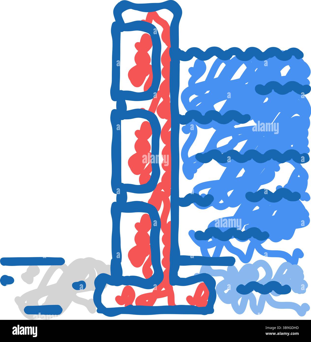 Hochwasserbarriere Katastrophe Symbol Doodle Illustration Stock Vektor