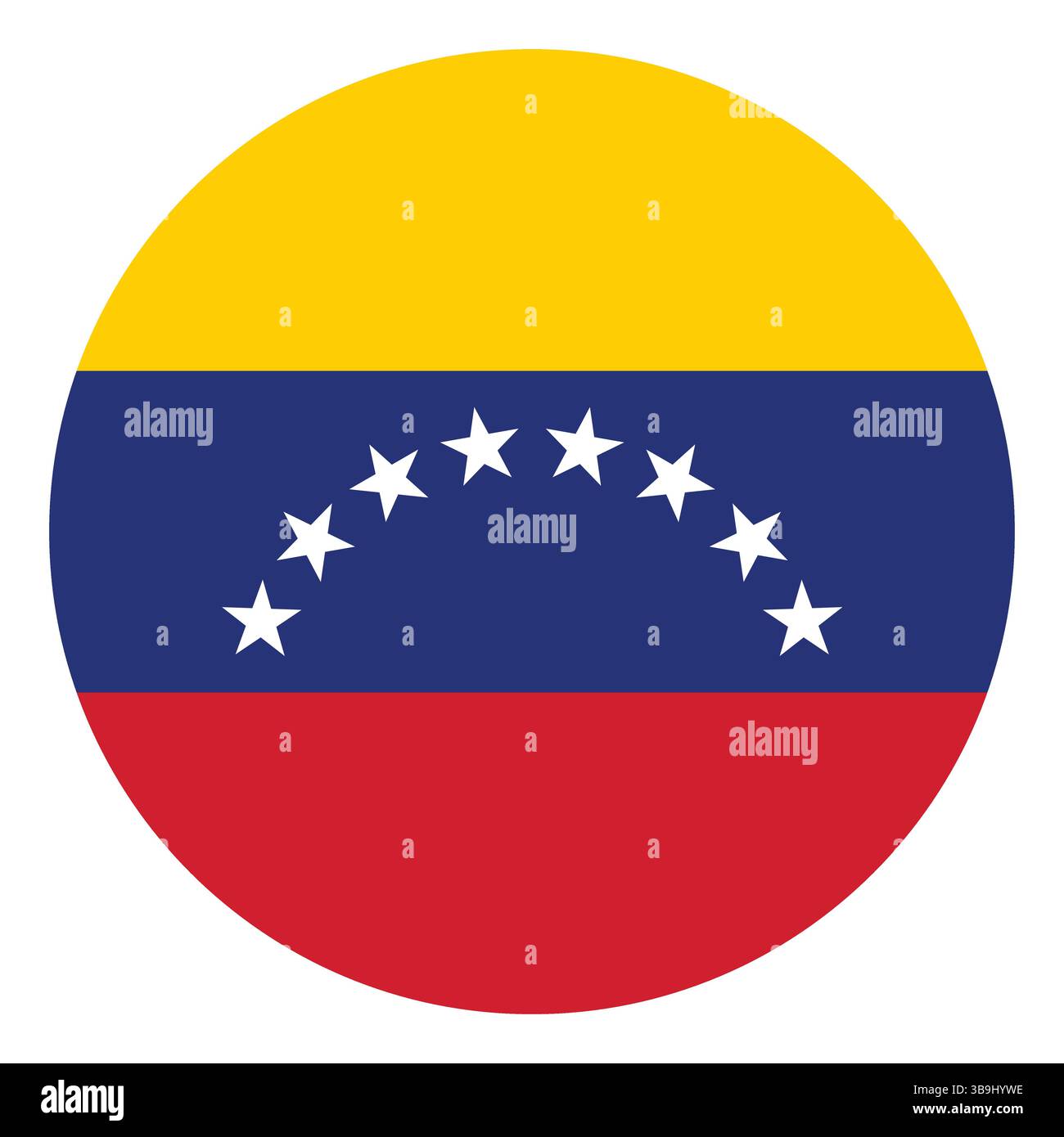Flagge von Venezuela. Venezuela Kreisflagge Logo Symbol Computer Vektor Illustration Design. Stock Vektor