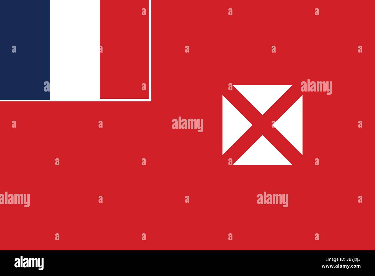 Flagge von Wallis und Futuna. Wallis und Futuna Flagge offizielle Farben und proportionale digitale Vektor-Illustration. Stock Vektor