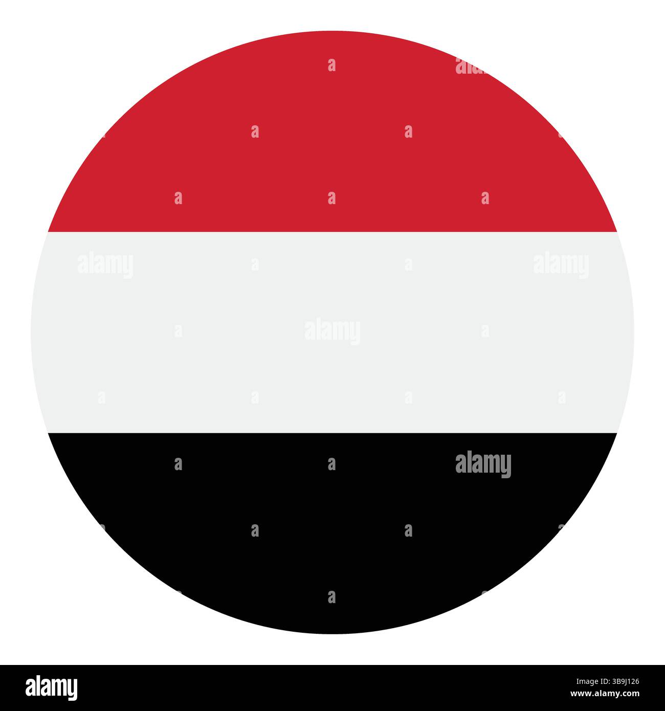 Flagge des Jemen. Jemen Kreisflagge Logo Symbol Computer Vektor Illustration Design. Stock Vektor