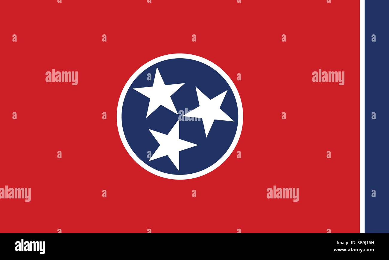 Flagge von Tennessee. Tennessee Flagge offizielle Farben und Proportion digitale Vektor Illustration. Stock Vektor