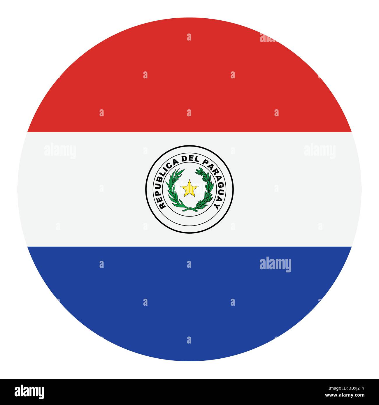 Flagge von Paraguay. Paraguay Kreisflagge Logo Symbol Computer Vektor Illustration Design. Stock Vektor
