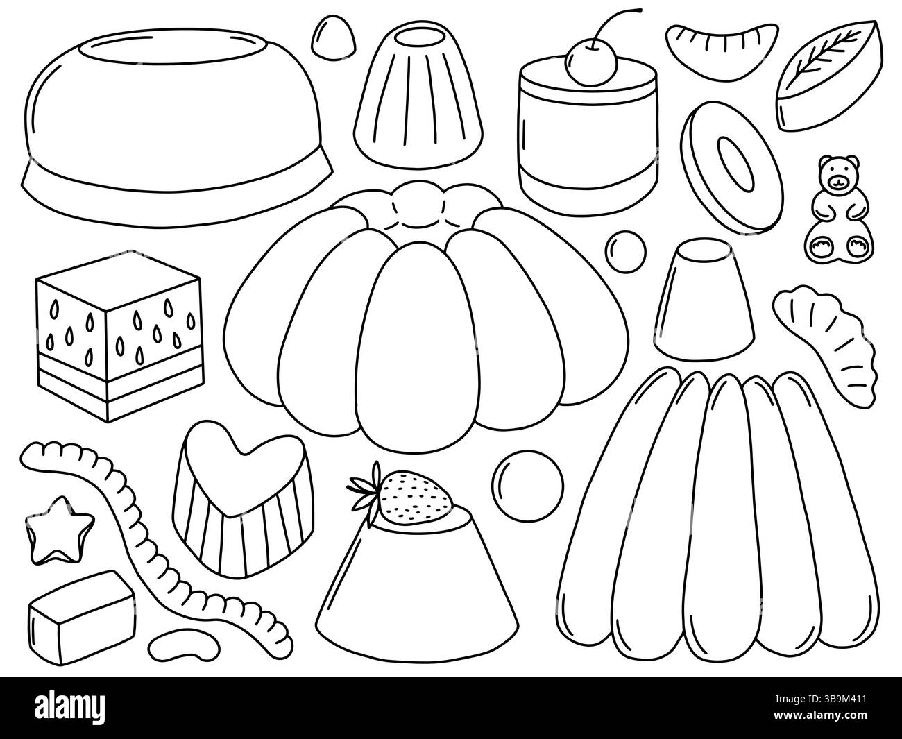 Gummiartige Desserts in verschiedenen Formen Stock Vektor