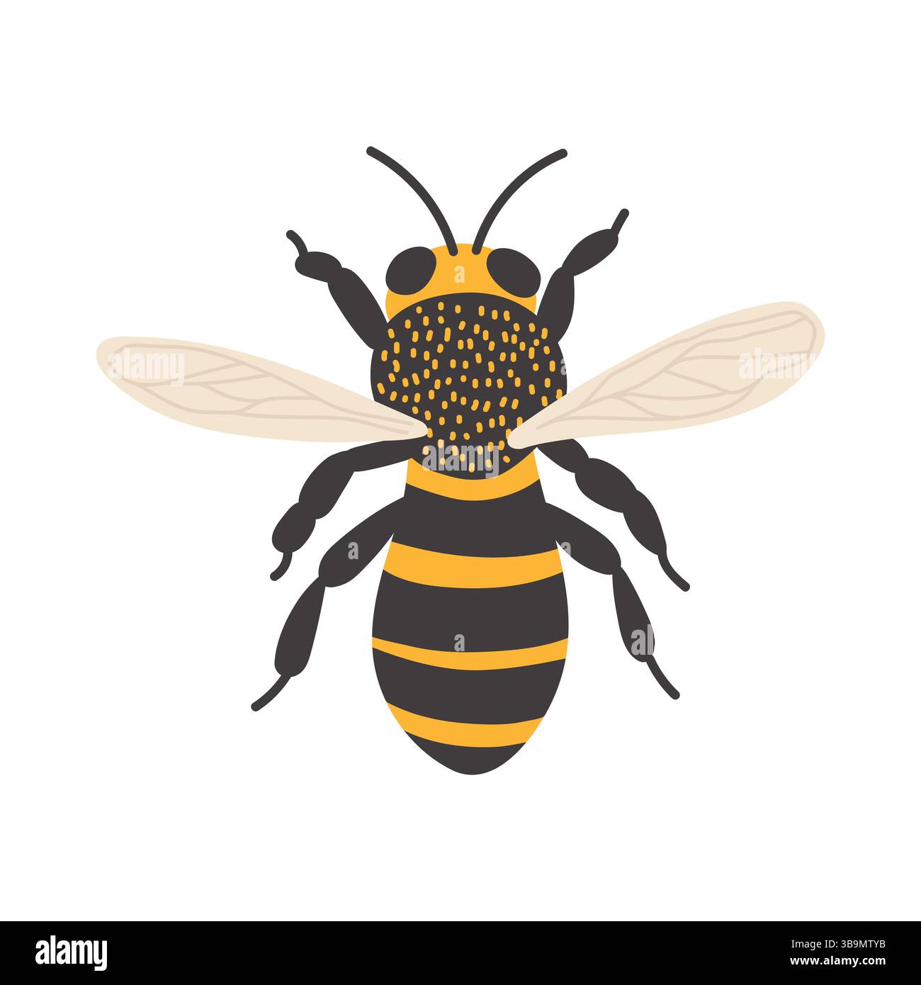 Farbenfrohe Biene mit detaillierten Flügeln auf hellem Hintergrund Stock Vektor