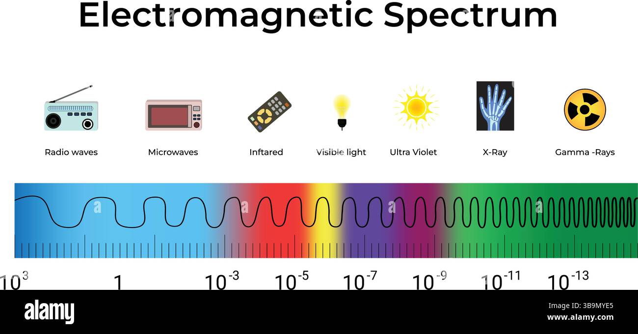 Illustration Des Entwurfs Des Elektromagnetischen Spektrums Stock Vektor