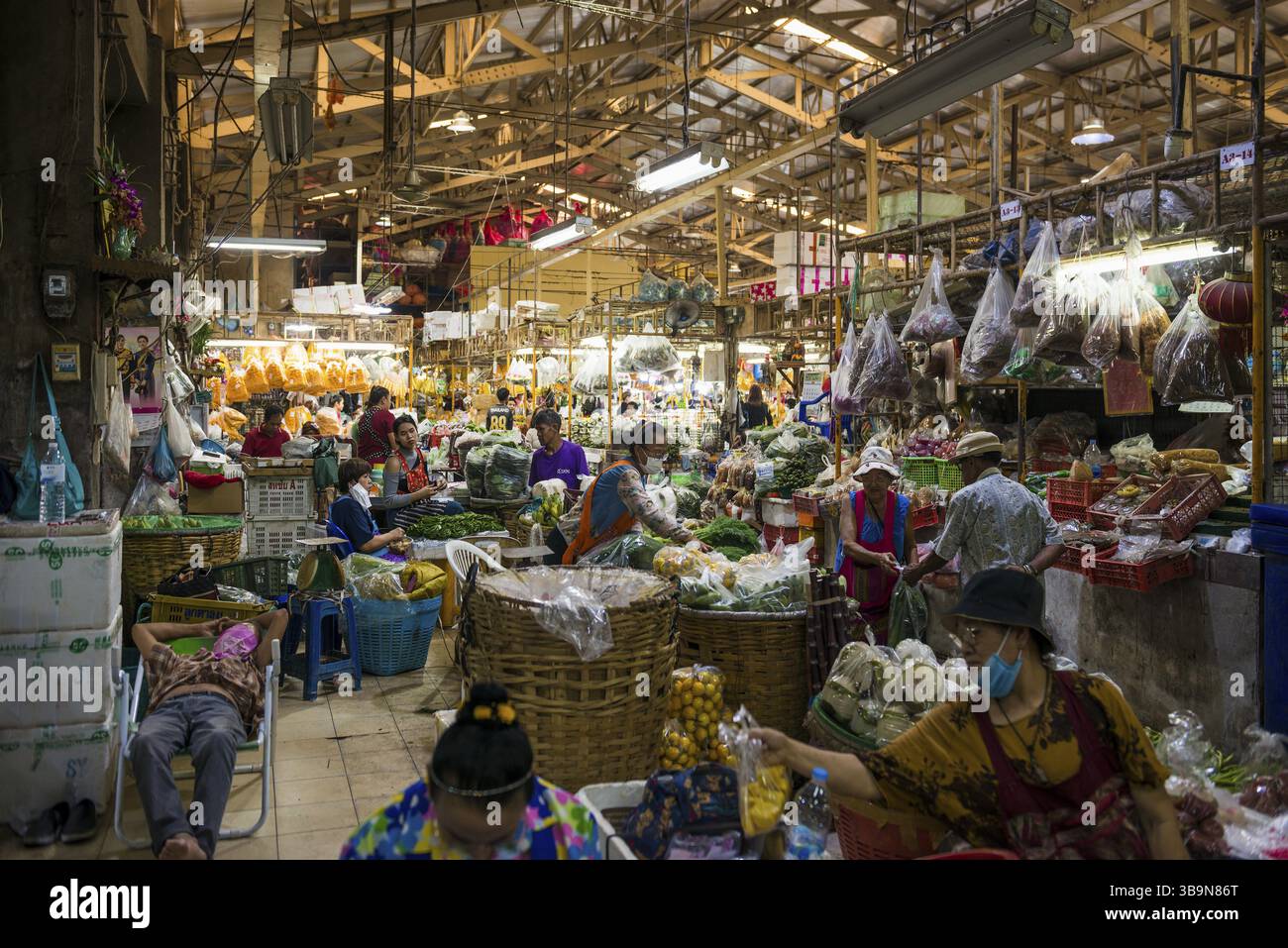 Pak Khlong Talat, Blumenmarkt, Bangkok, Thailand, Asien Stockfoto