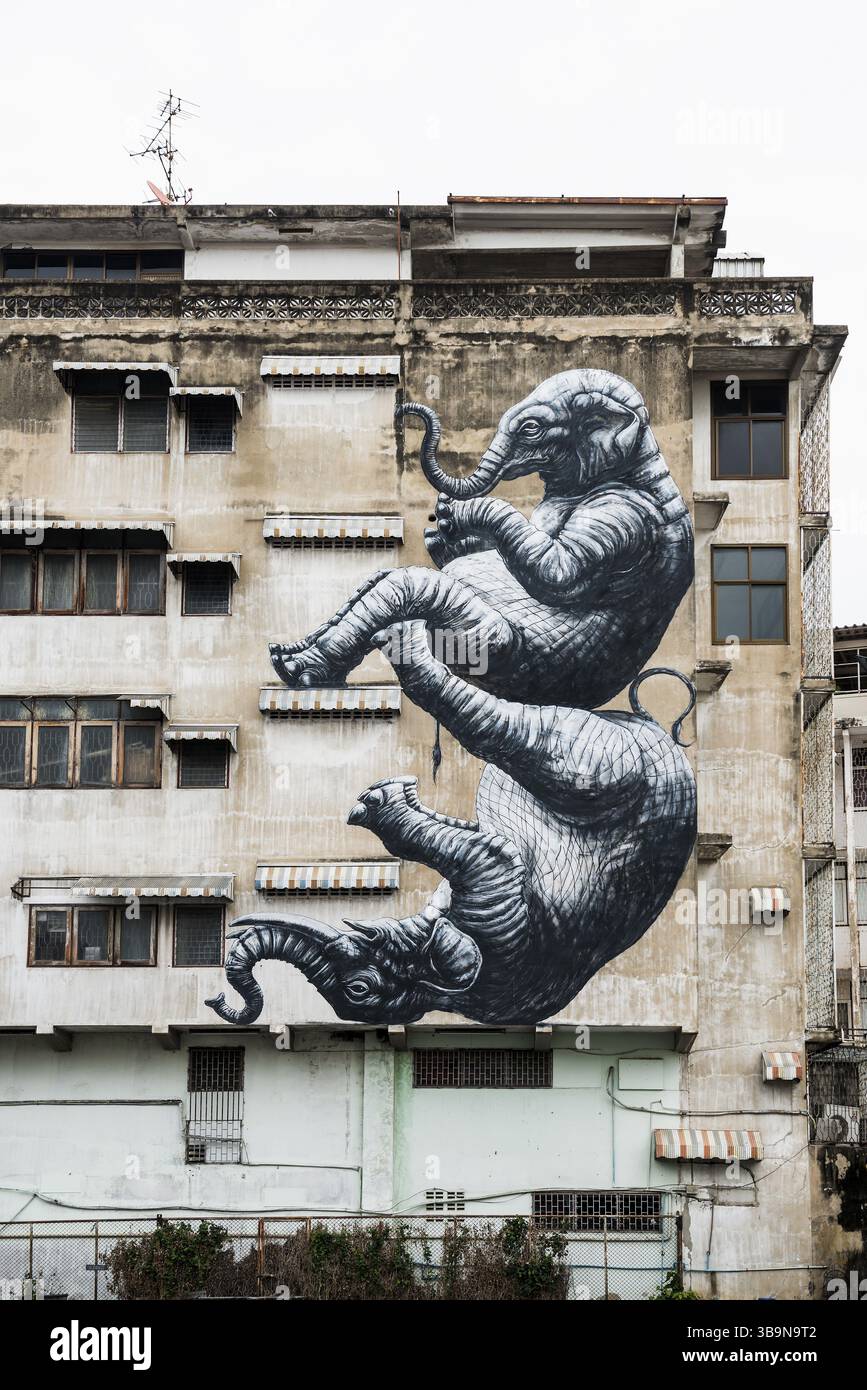Graffiti, Street Art, Chinatown, Bangkok, Thailand, Asien Stockfoto