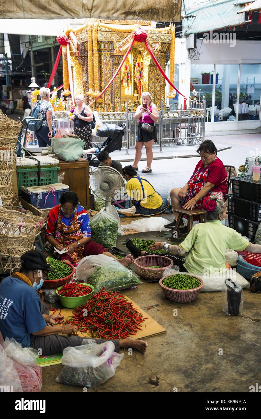 Pak Khlong Talat, Blumenmarkt, Bangkok, Thailand, Asien Stockfoto