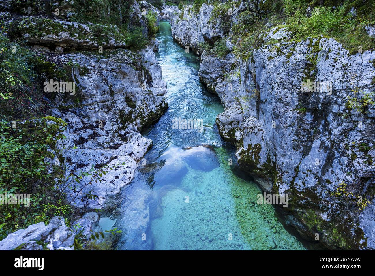 Soda River Valley. Bovec, Julianische Alpen. Slowenien, Mitteleuropa Stockfoto