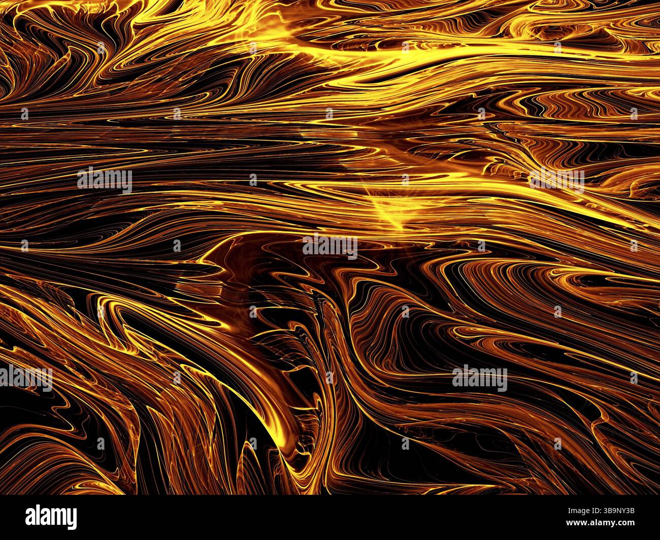 Chaos-Striche und Lichteffekte – abstrakte goldene Textur. Computergenerierte Abbildung – fraktal. Helle strukturierte Hintergründe oder Desktop-Hintergrundbilder. F Stockfoto