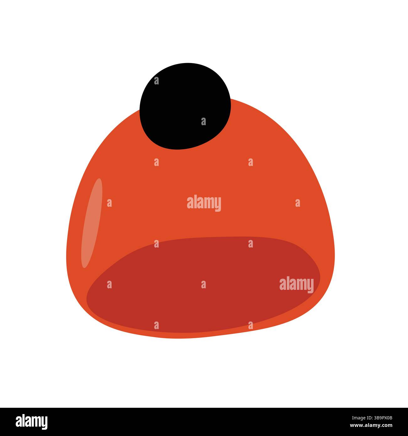 Illustration einer roten Wintermütze mit schwarzem Bommel Stock Vektor