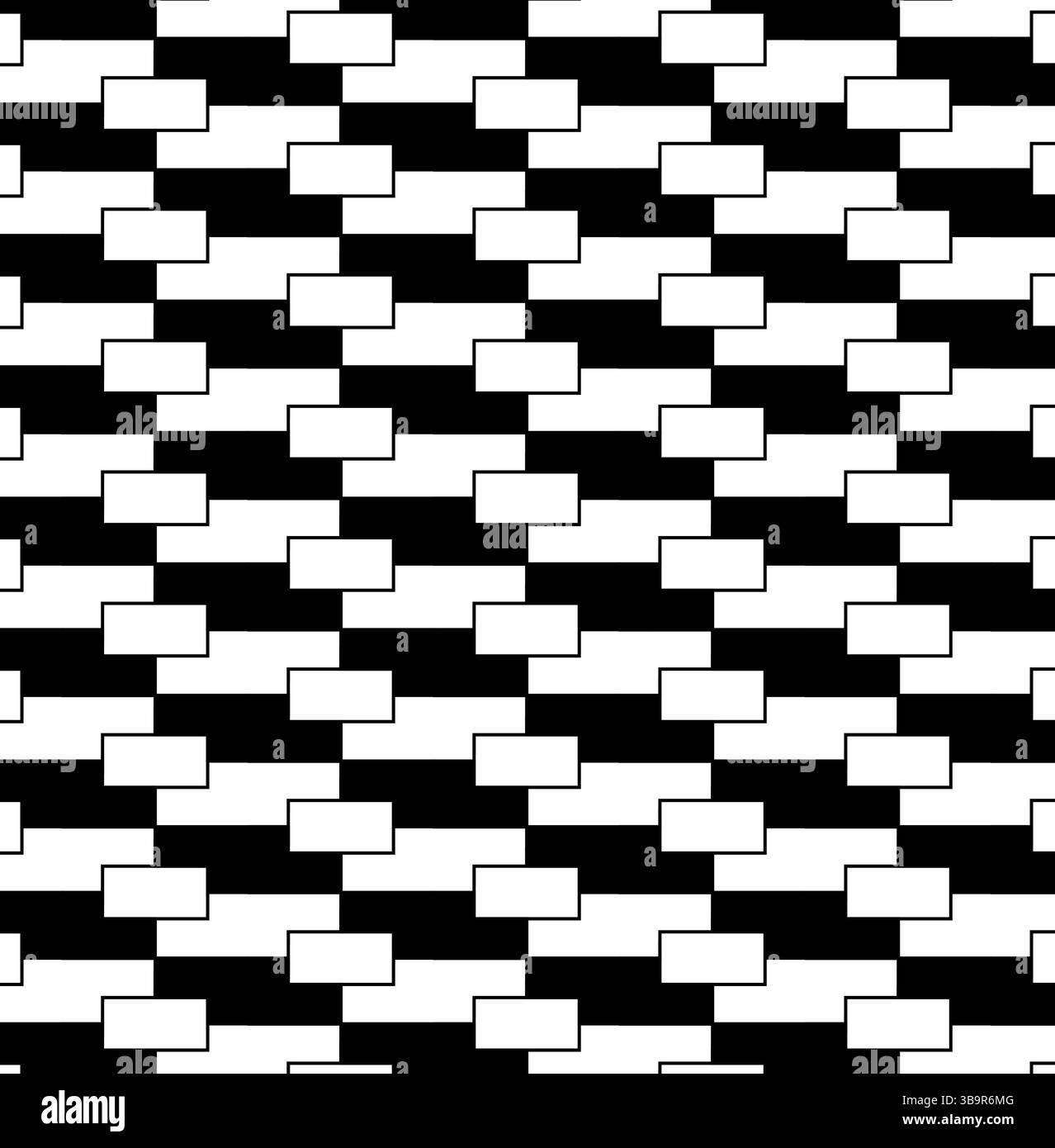 Rechteck abstraktes geometrisches Muster mit Linien, Rauten Geometrie nahtloses Muster. Vektorgrafik-Strichdarstellung. Abstrakte Vinta in Schwarz und weiß Stock Vektor