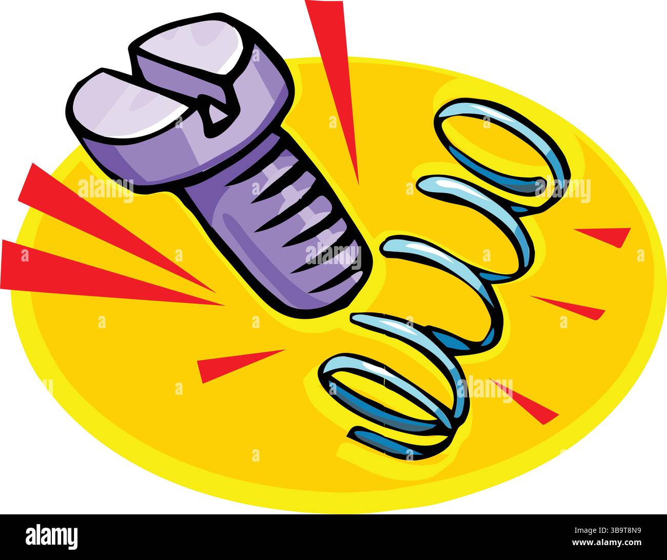Metall Feder Silber realistisch mit Wirbel isoliert und Feder Schraube Schraube Vektor Illustration Stock Vektor