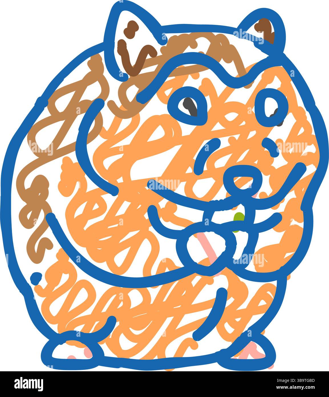 Hamster mit Nahrung, Haustier-Icon-Doodle-Illustration Stock Vektor