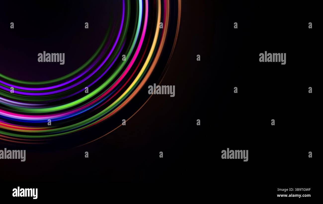 Dynamische Neonringe mit elektrischem Glühen Stockfoto