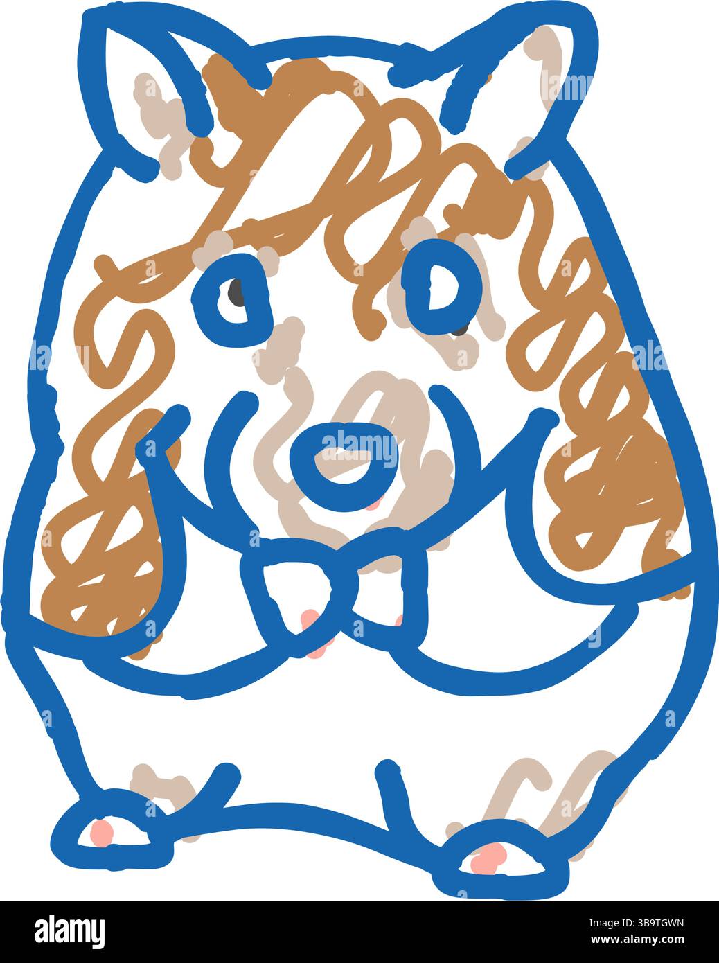 Niedliche Hamster sitzende Haustier-Ikone Kritzelillustration Stock Vektor