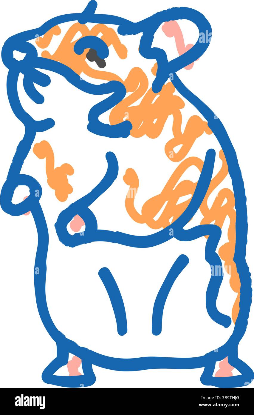 Hamster stehend Haustier Icon Kritzelillustration Stock Vektor