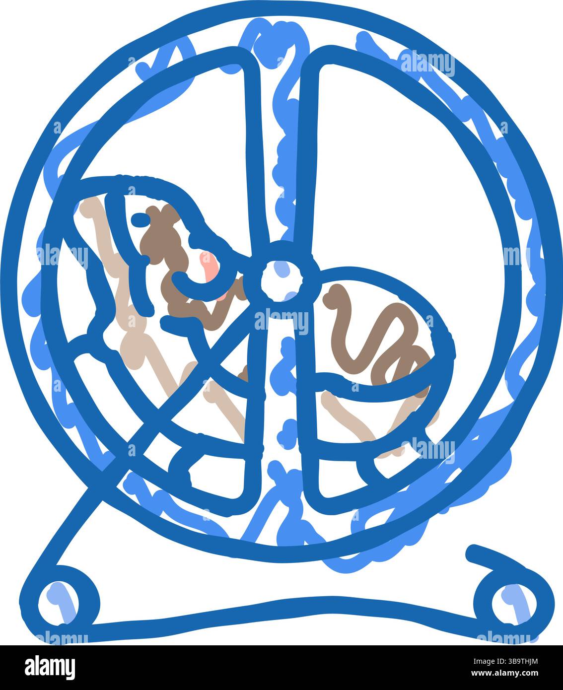 Hamster im Rad Haustier Icon Kritzelillustration Stock Vektor